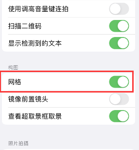 垫江苹果手机维修网点分享iPhone如何开启九宫格构图功能