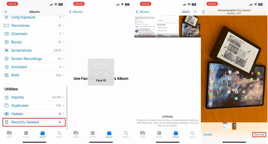 垫江苹果14维修分享 iPhone14 上恢复已删除的照片 