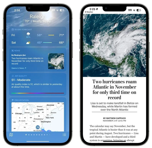 垫江苹果14维修分享iPhone 14手机如何看天气时顺带看新闻 