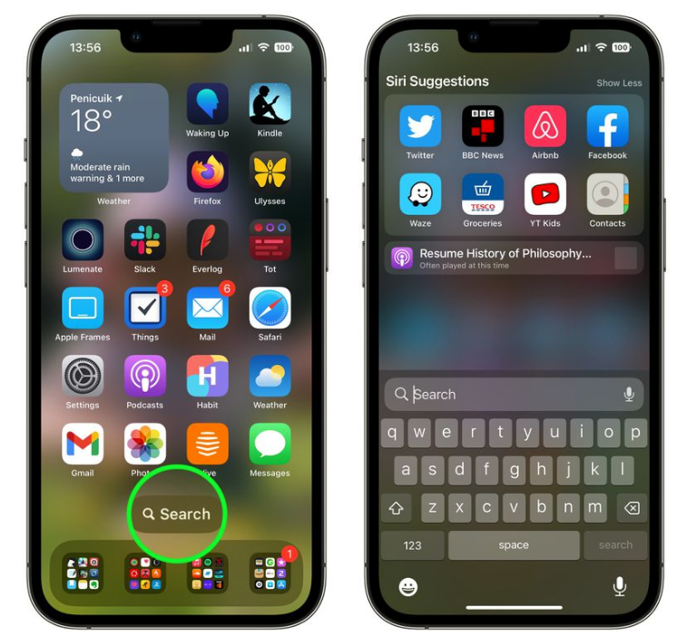 垫江苹果手机维修分享升级到 iOS 16 后，如何删除主屏幕上的搜索按钮 