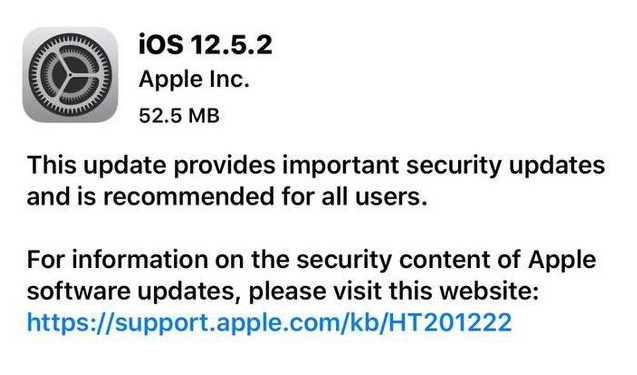 垫江苹果手机维修分享iOS12.5.2发布，建议所有老苹果用户安装 